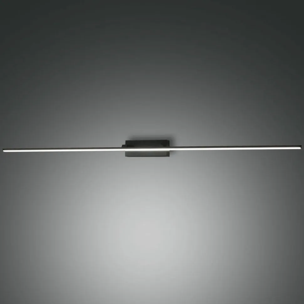 Nala LED-spejllampe, sort, bredde 110 cm, metal