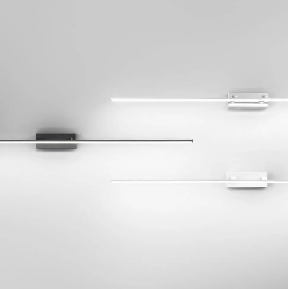 Nala LED-spejllampe, sort, bredde 110 cm, metal