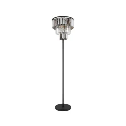 Naxis gulvlampe, sort/røggrå, højde 160 cm, krystal