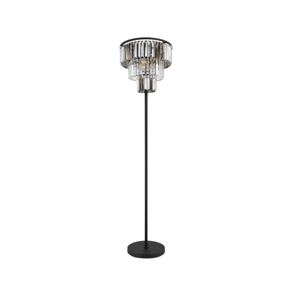 Naxis gulvlampe, sort/røggrå, højde 160 cm, krystal