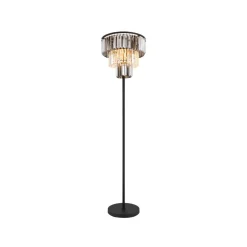 Naxis gulvlampe, sort/røggrå, højde 160 cm, krystal