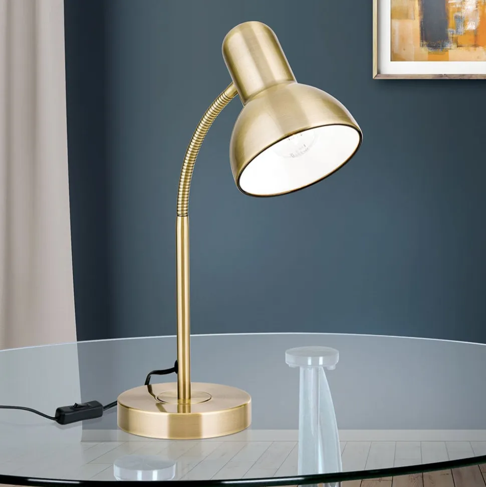 Nemo skrivebordslampe, fleksibel, antik messing