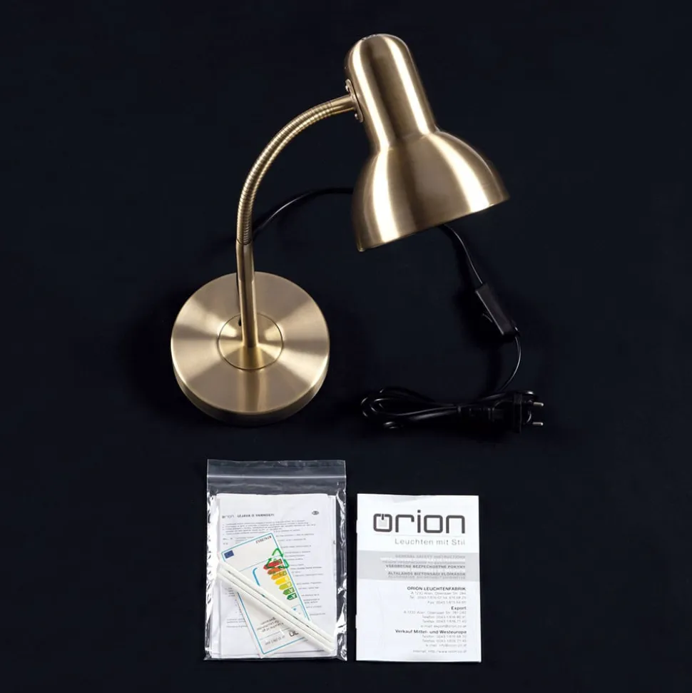 Nemo skrivebordslampe, fleksibel, antik messing
