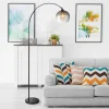 Newcastle gulvlampe, højde 196 cm, sort mat/røggrå
