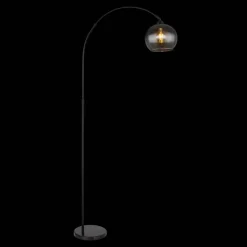 Newcastle gulvlampe, højde 196 cm, sort mat/røggrå
