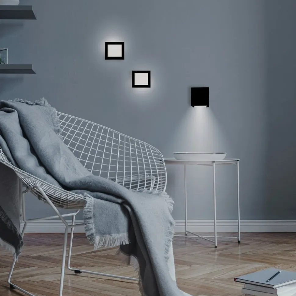 Newgarden LED-væglampe Box 8, sort, 7,5x7,5cm
