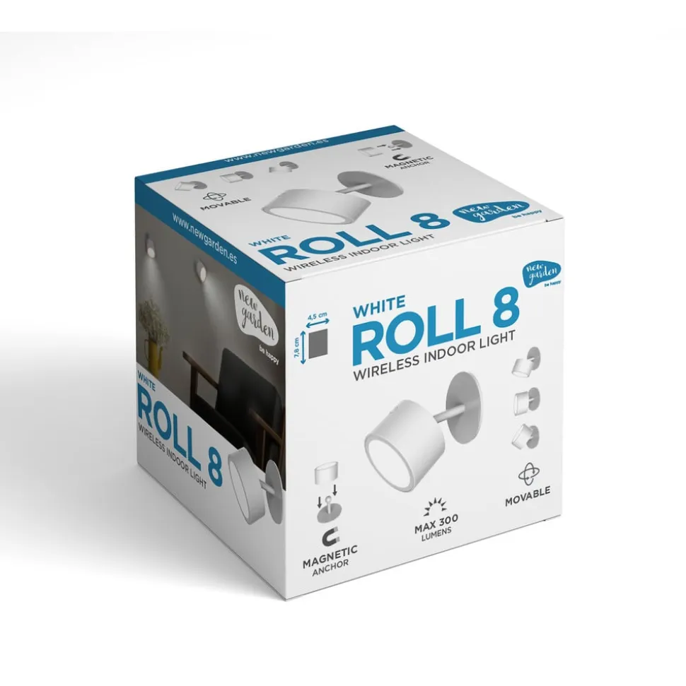 Newgarden LED-væglampe Roll 8, hvid, drejelig
