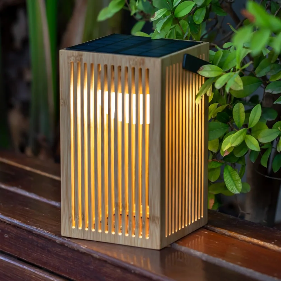 Newgarden Okinawa LED-bordlampe solcelle, bambus