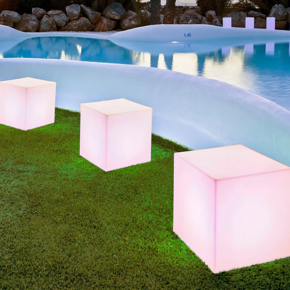 Newgarden solcellelampe Cuby cube, højde 43 cm
