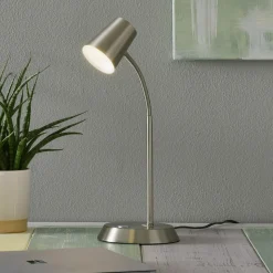 Nikkelfarvet LED bordlampe Narcos