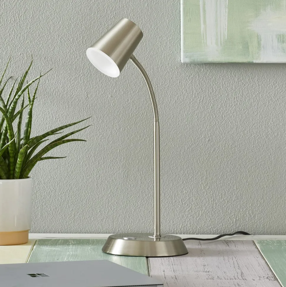 Nikkelfarvet LED bordlampe Narcos