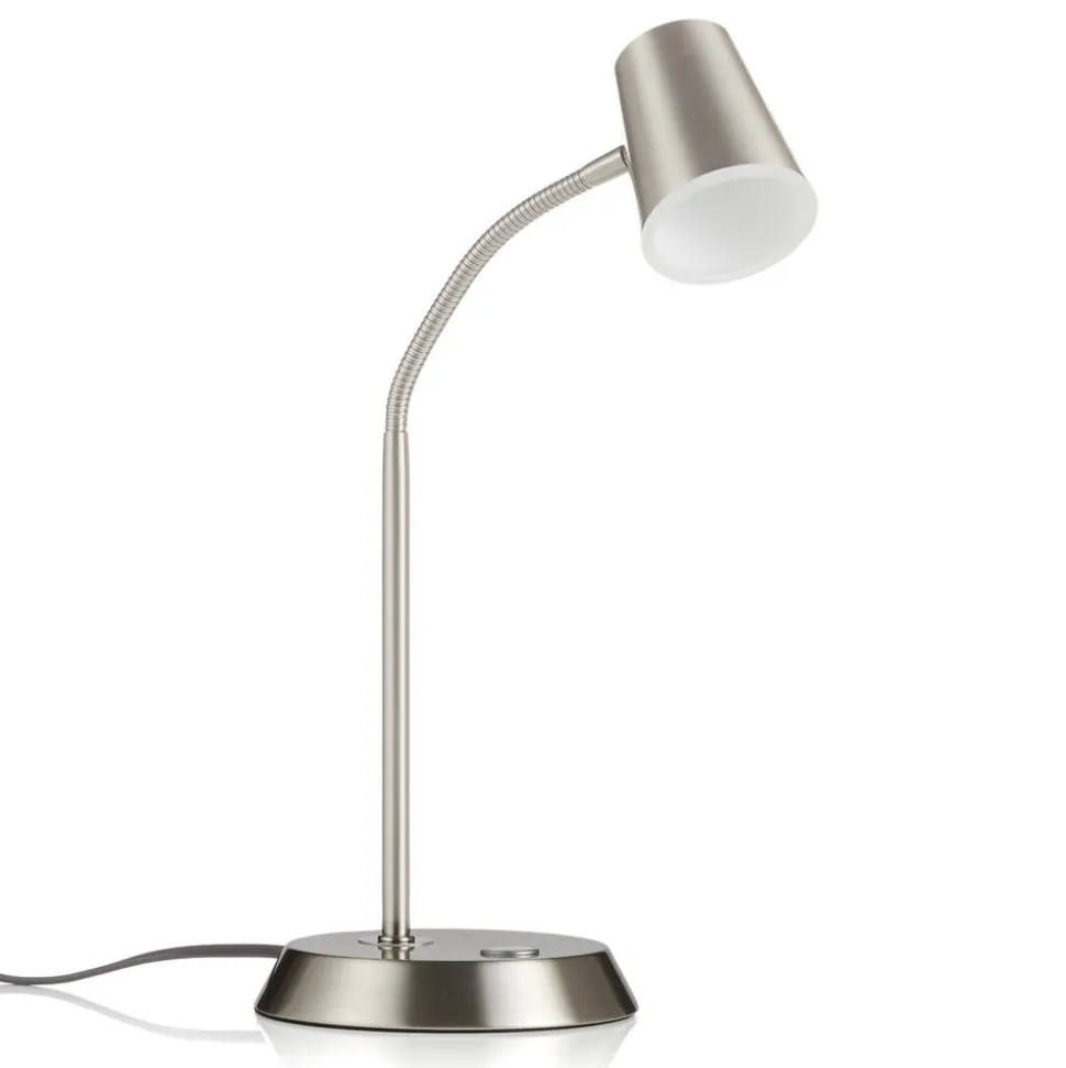 Nikkelfarvet LED bordlampe Narcos
