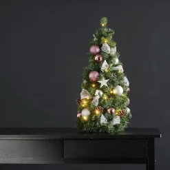 Noel LED-grankogle med sølv-/pinkfarvet dekoration