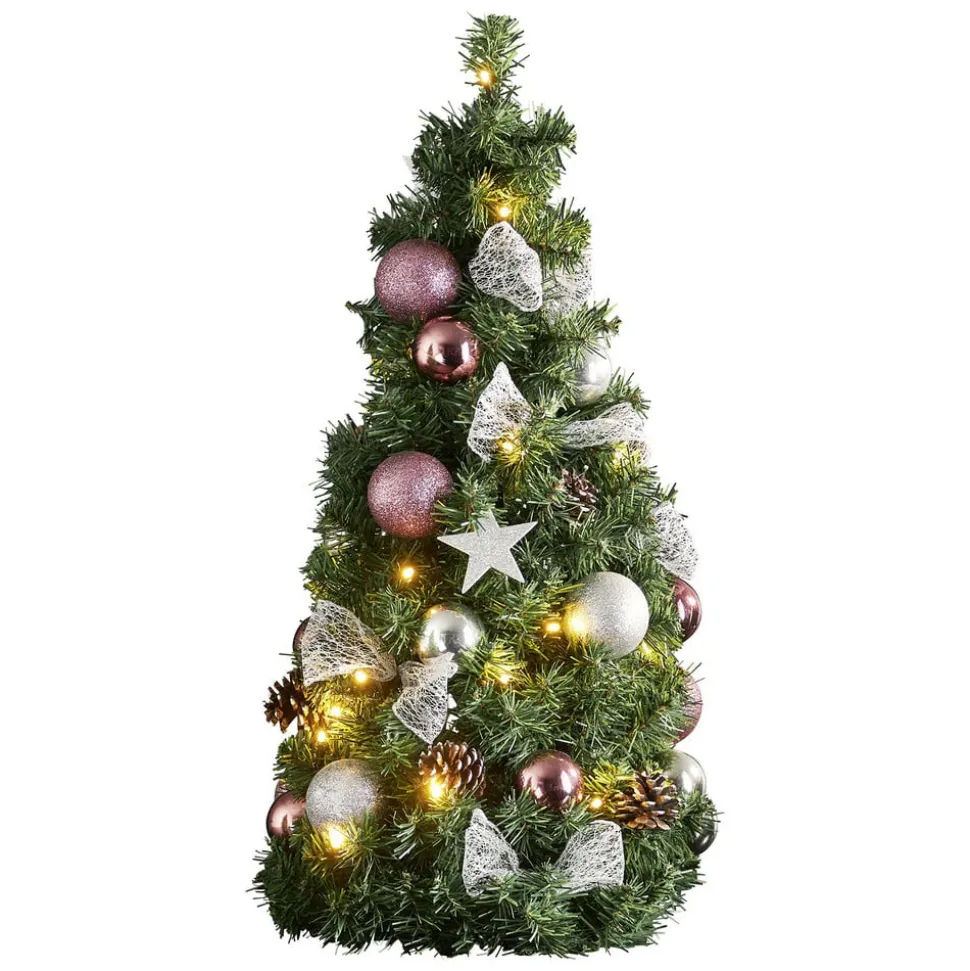 Noel LED-grankogle med sølv-/pinkfarvet dekoration