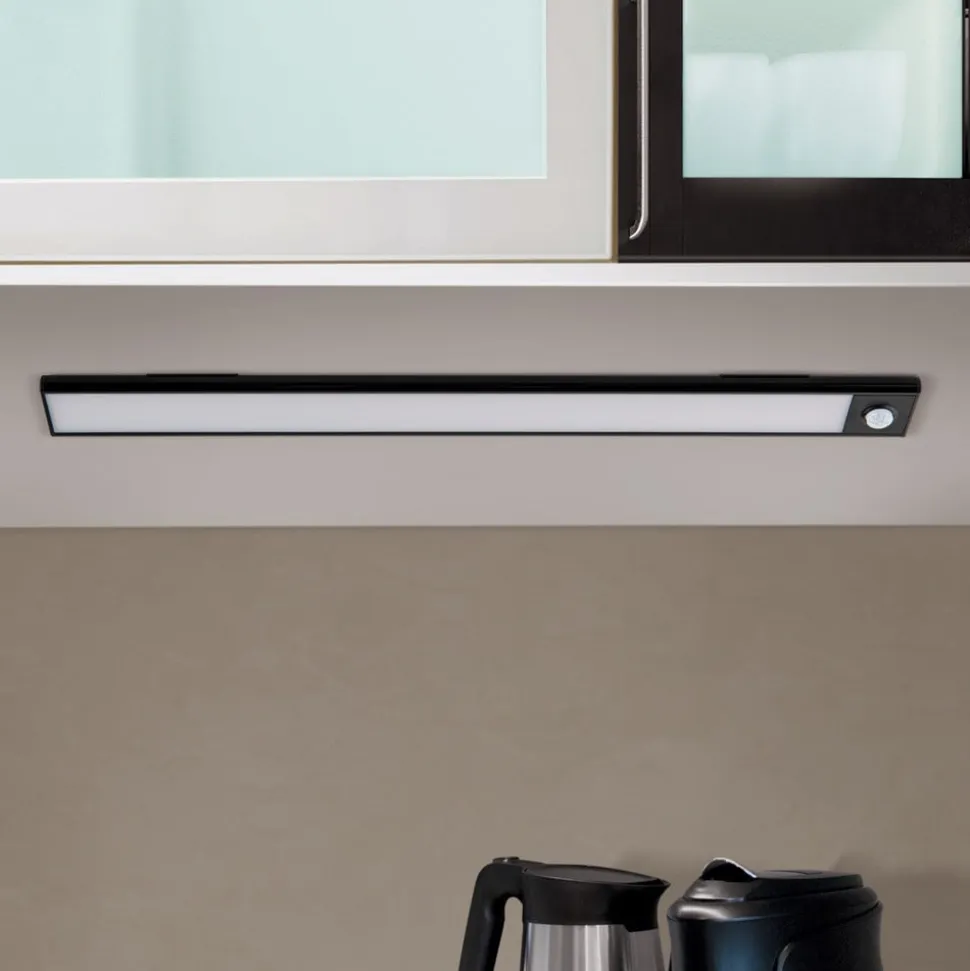Norman LED-underskabsbelysning, sort, genopladeligt batteri, sensor, USB