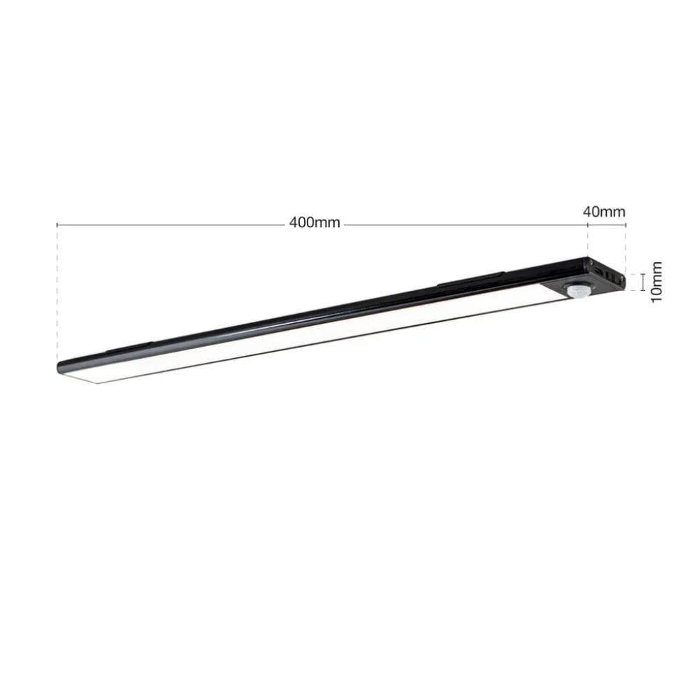 Norman LED-underskabsbelysning, sort, genopladeligt batteri, sensor, USB