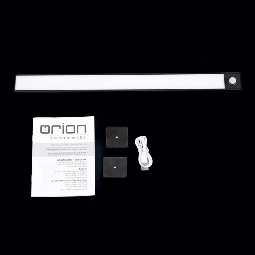 Norman LED-underskabsbelysning, sort, genopladeligt batteri, sensor, USB