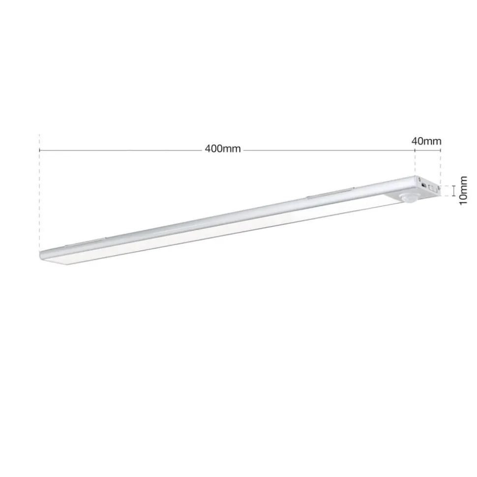 Norman LED-underskabsbelysning, sølvfarvet, genopladeligt batteri, sensor,