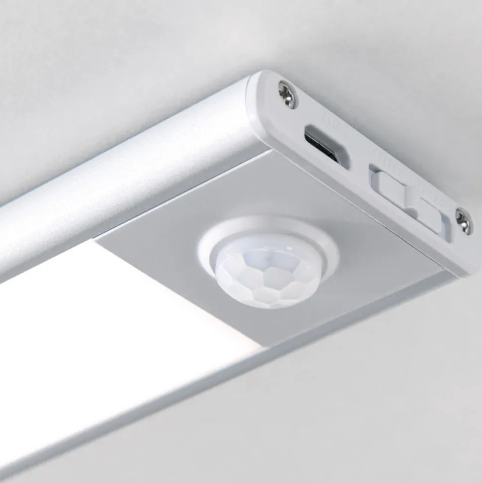 Norman LED-underskabsbelysning, sølvfarvet, genopladeligt batteri, sensor,