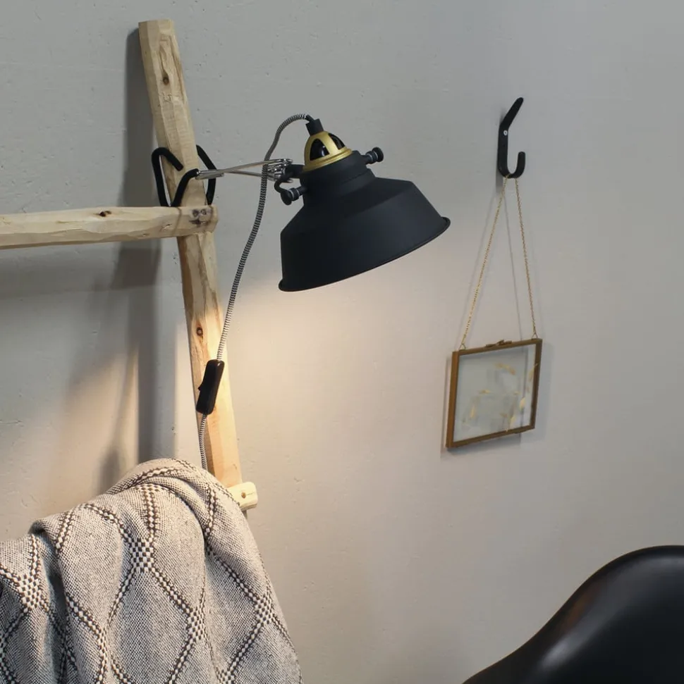 Nové væglampe med stik, sort