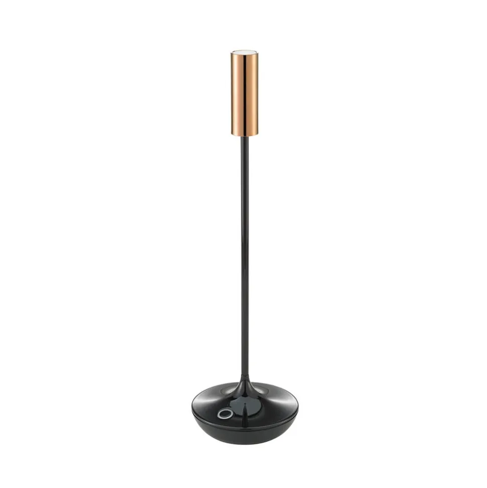 Nucandle LED genopladelig bordlampe, sort/kobber, IP54, dæmpbar
