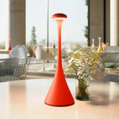 Nudrop LED-bordlampe, batteri, IP54, ildrød