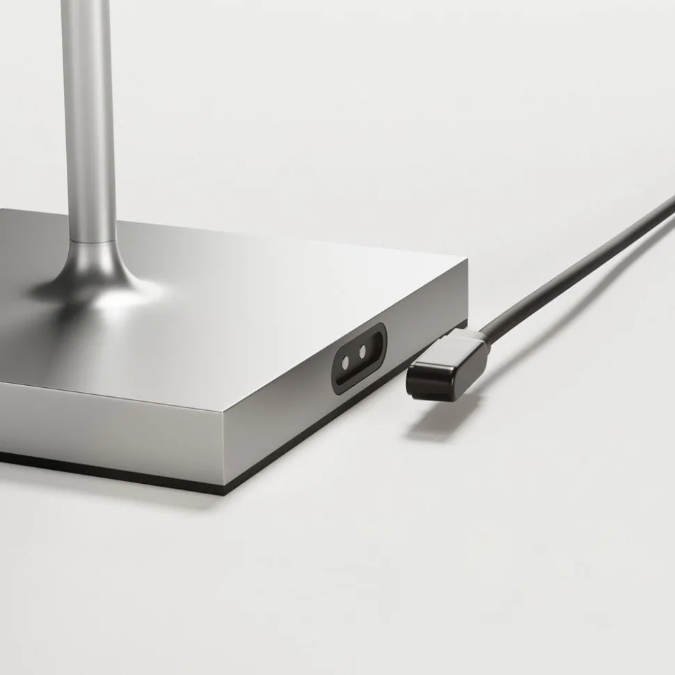 Nuindie mini LED genopladelig bordlampe, Easy Connect, sølv, dæmpbar.