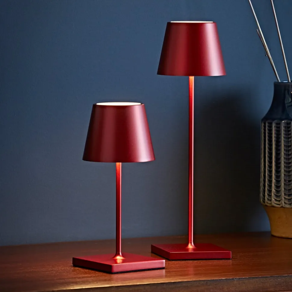 Nuindie mini LED genopladelig bordlampe, Easy Connect, rød, dæmpbar