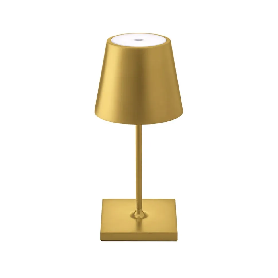 Nuindie mini LED genopladelig bordlampe, USB-C, guld, IP54, dæmpbar