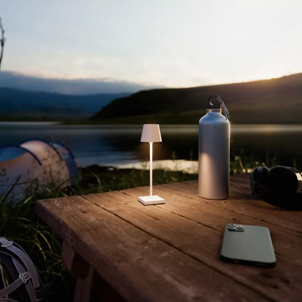 Nuindie pocket LED genopladelig bordlampe, hvid, IP54, dæmpbar