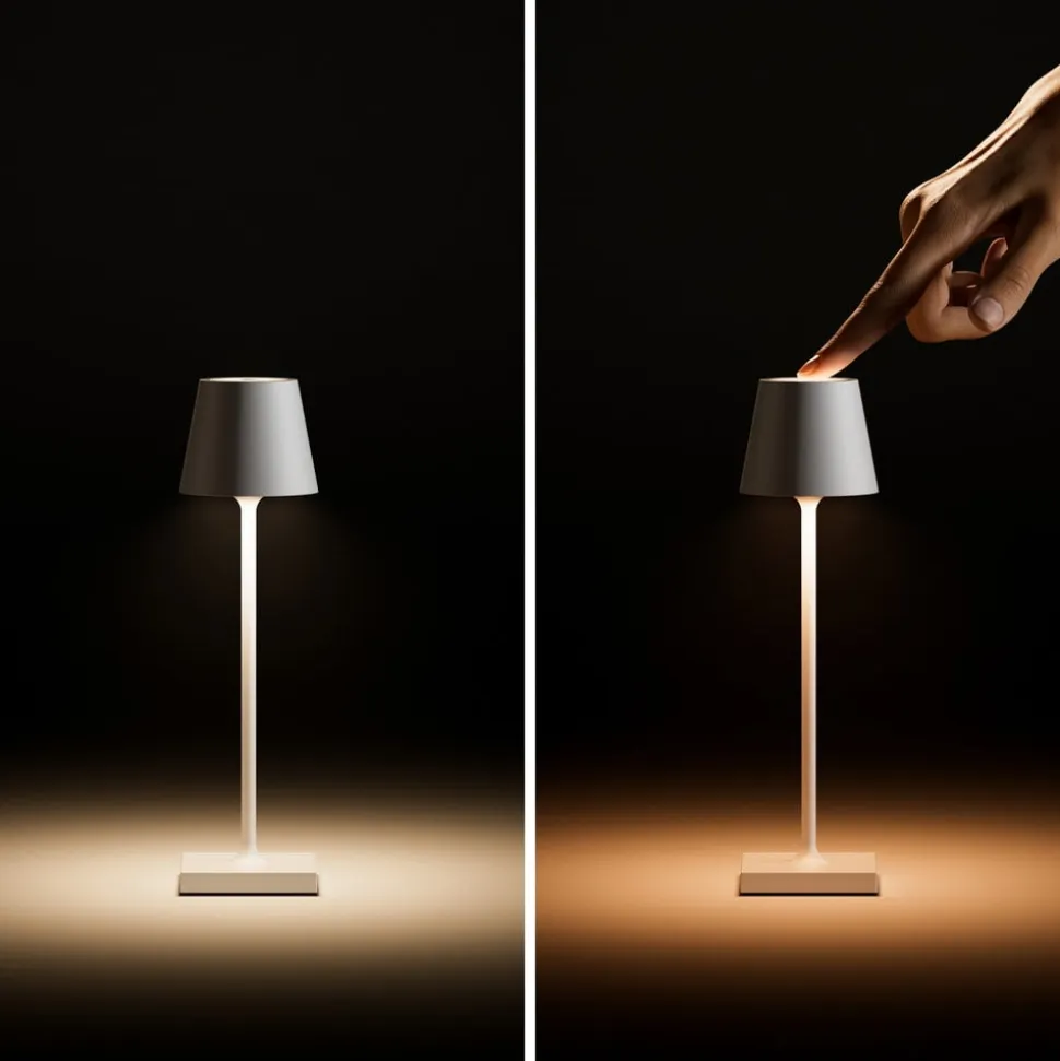 Nuindie pocket LED genopladelig bordlampe, hvid, IP54, dæmpbar