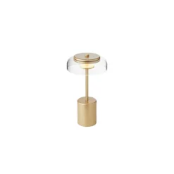 Nuura LED-batteridrevet bordlampe Blossi, højde 26 cm, guldfarvet/klar