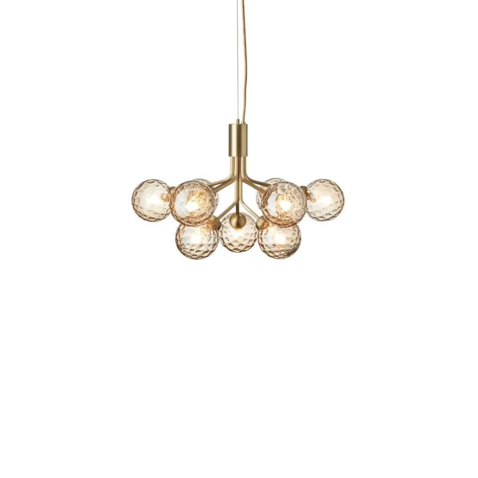 Nuura lysekrone Apiales 9, Ø 60 cm, messing-/guldfarvet