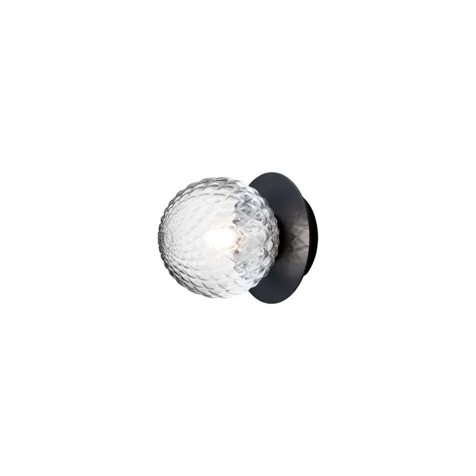Nuura væglampe Liila 1, Ø 14 cm, IP44, sort/klar