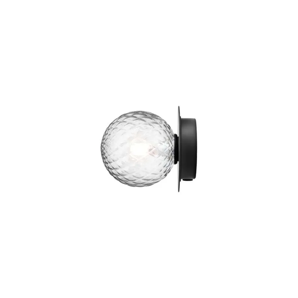 Nuura væglampe Liila 1, Ø 14 cm, IP44, sort/klar