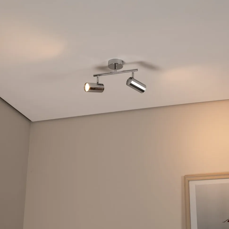 Oktano loftspot, kromfarvet Længde 30 cm 2 lyskilder metal