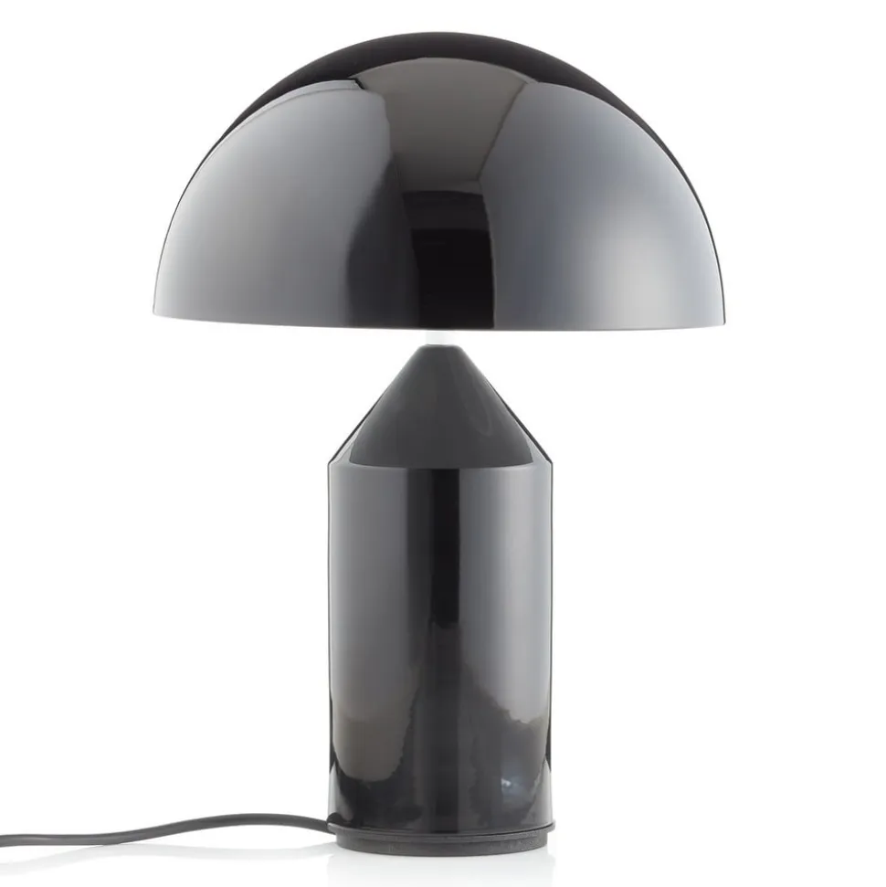 Oluce Atollo bordlampe, aluminium, Ø 25 cm, sort