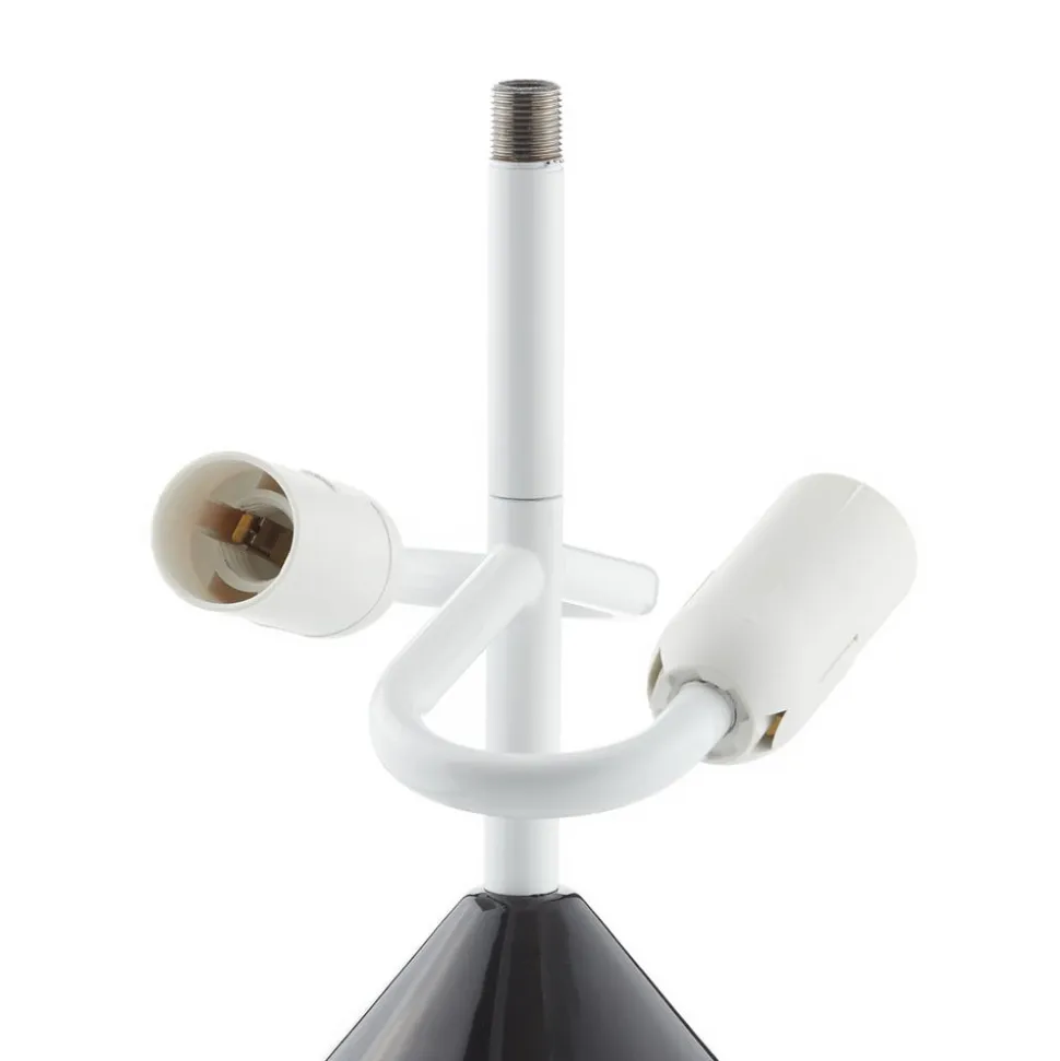 Oluce Atollo bordlampe, aluminium, Ø 25 cm, sort