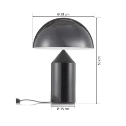 Oluce Atollo bordlampe, dæmpbar, Ø38cm, sort