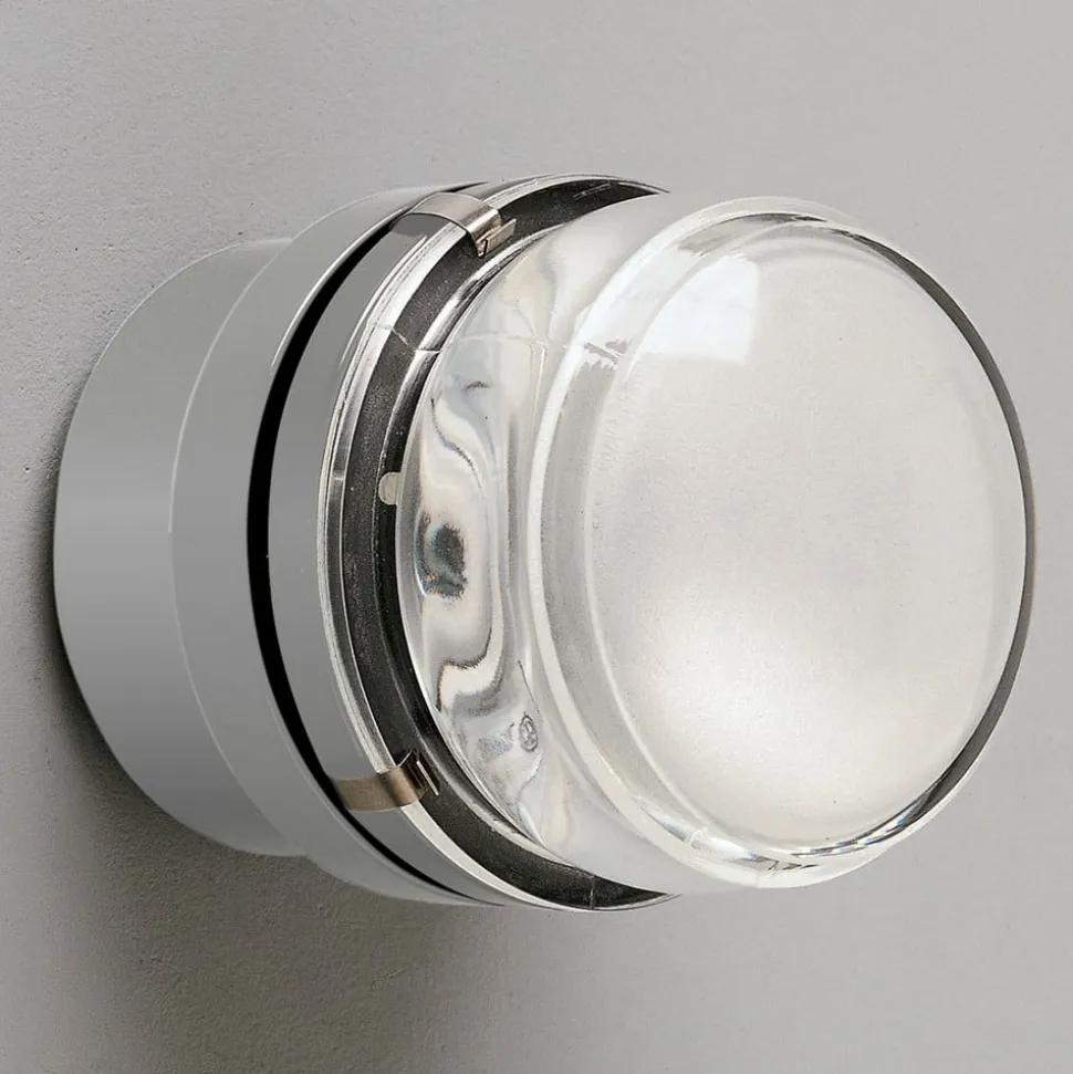Oluce Fresnel - Væglampe med glaslinse IP44, grå