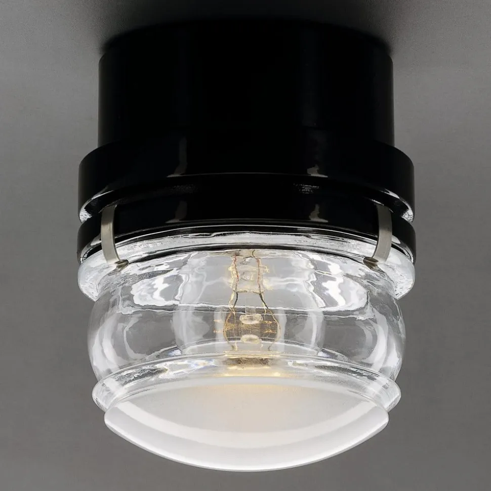 Oluce LED-væglampe Fresnel, sort, aluminium, glas, 2.700 K