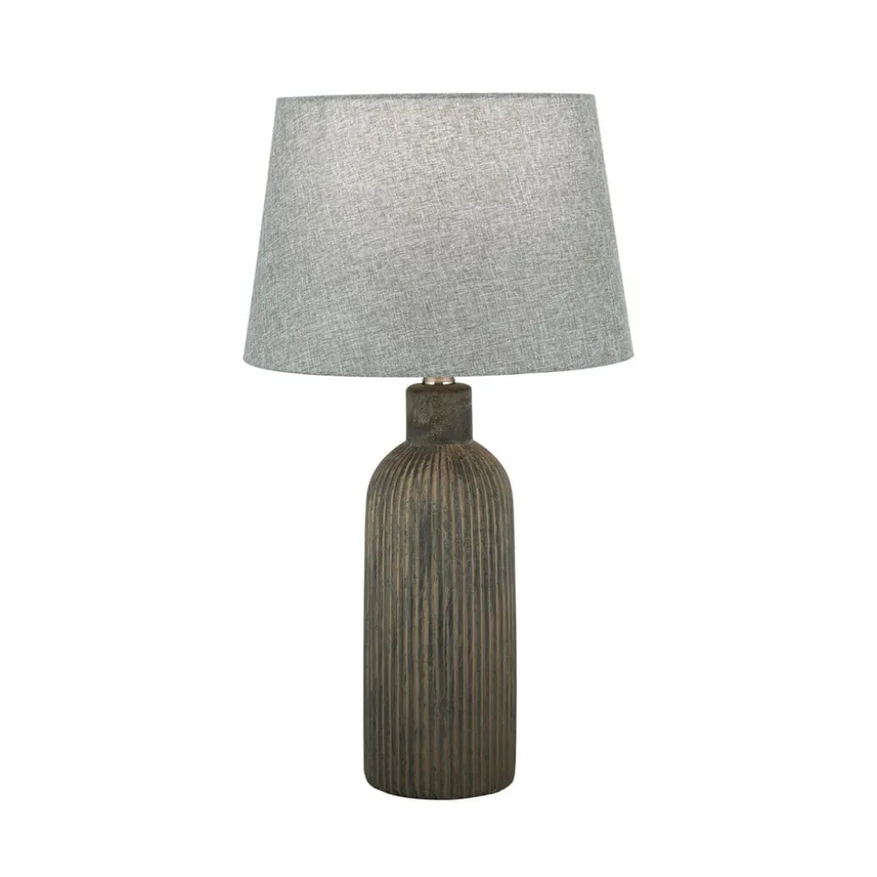 Orchid bordlampe, brun/grå, højde 53,5 cm, keramik/lin