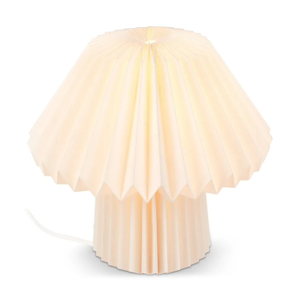 Origami bordlampe af hvidt papir, 27x26cm