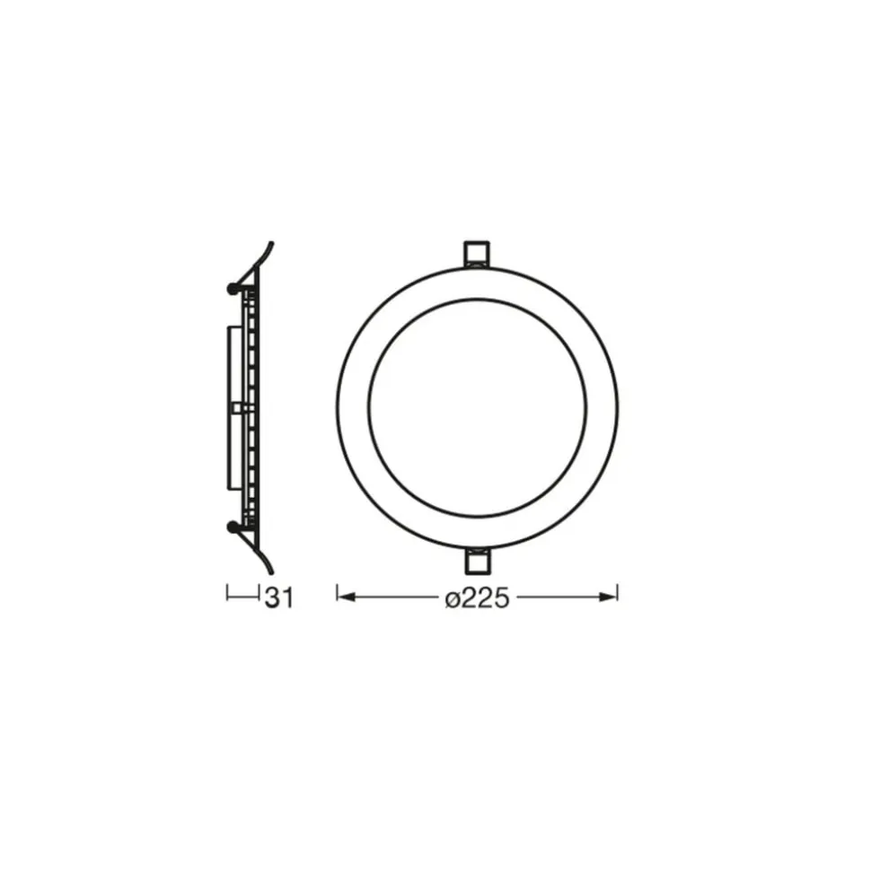 OSRAM indbygget loftlampe med LED SLIM, Ø 23 cm, 3.000 K, hvid
