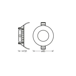 OSRAM indbygget loftlampe med LED SLIM, Ø 9 cm, 3.000 K, hvid