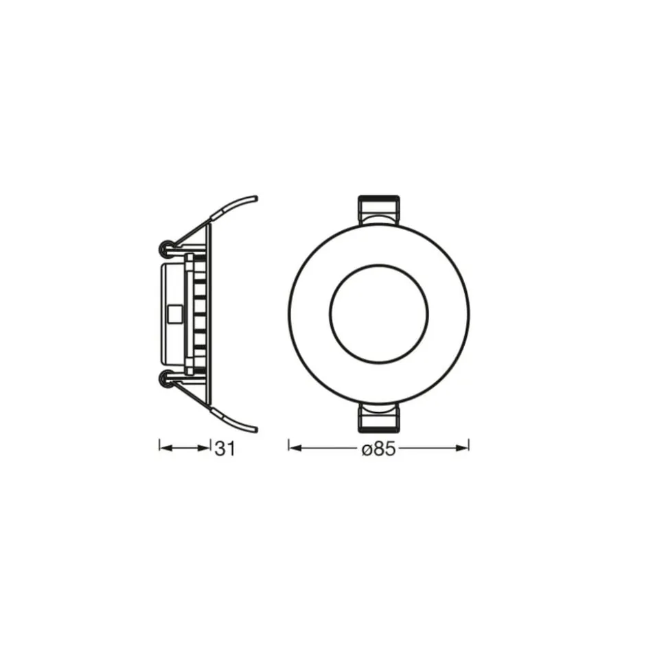 OSRAM indbygget loftlampe med LED SLIM, Ø 9 cm, 3.000 K, hvid