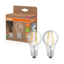 OSRAM LED glødepære E27 5W filament 2,700K 1055lm 2-pack