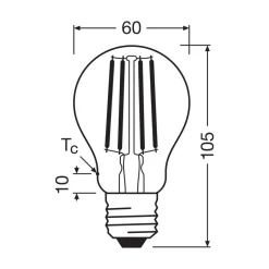 OSRAM LED glødepære E27 3,8W Filament 2,700K 806lm 2-pak