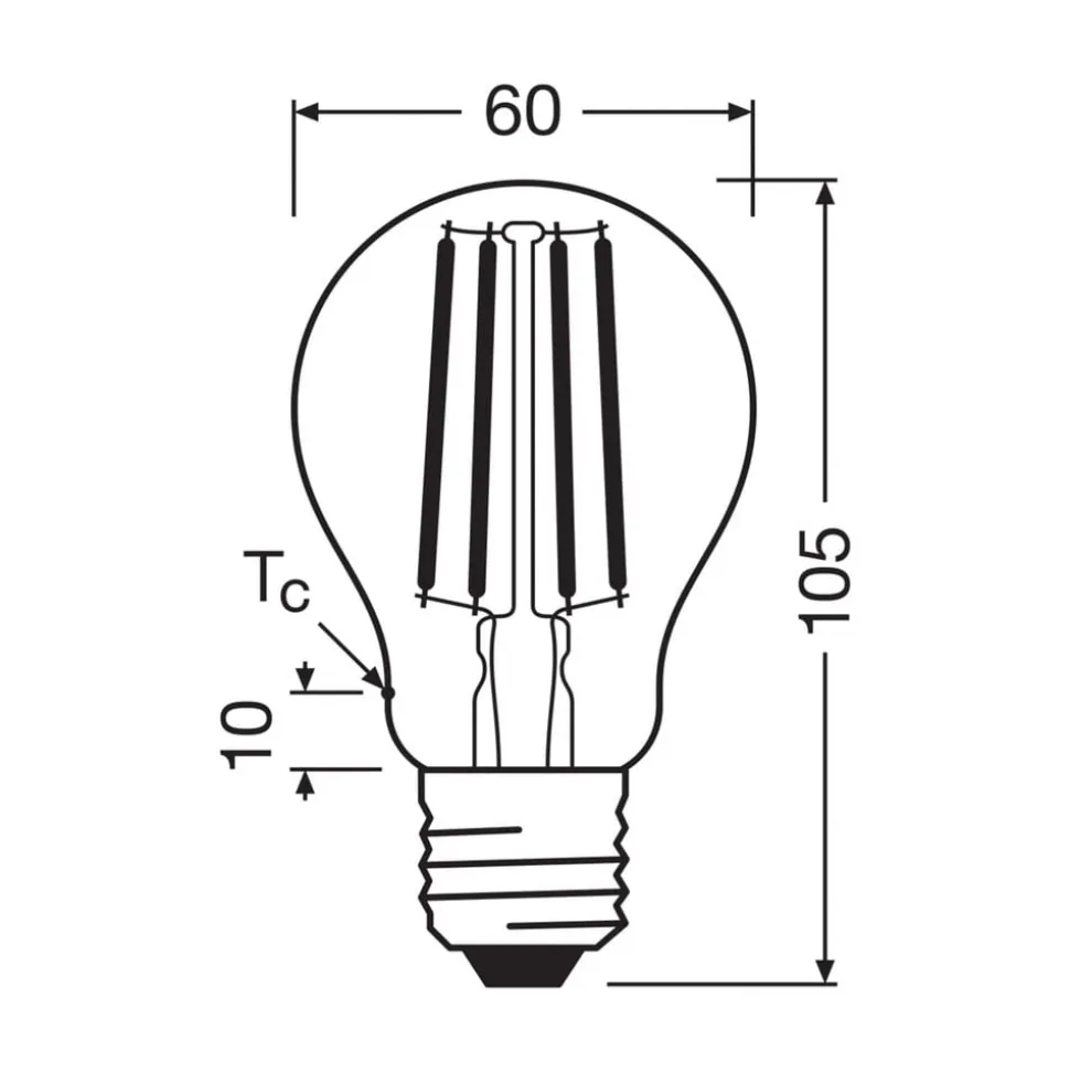 OSRAM LED glødepære E27 2,2W filament 2.700K 470lm 2-pak