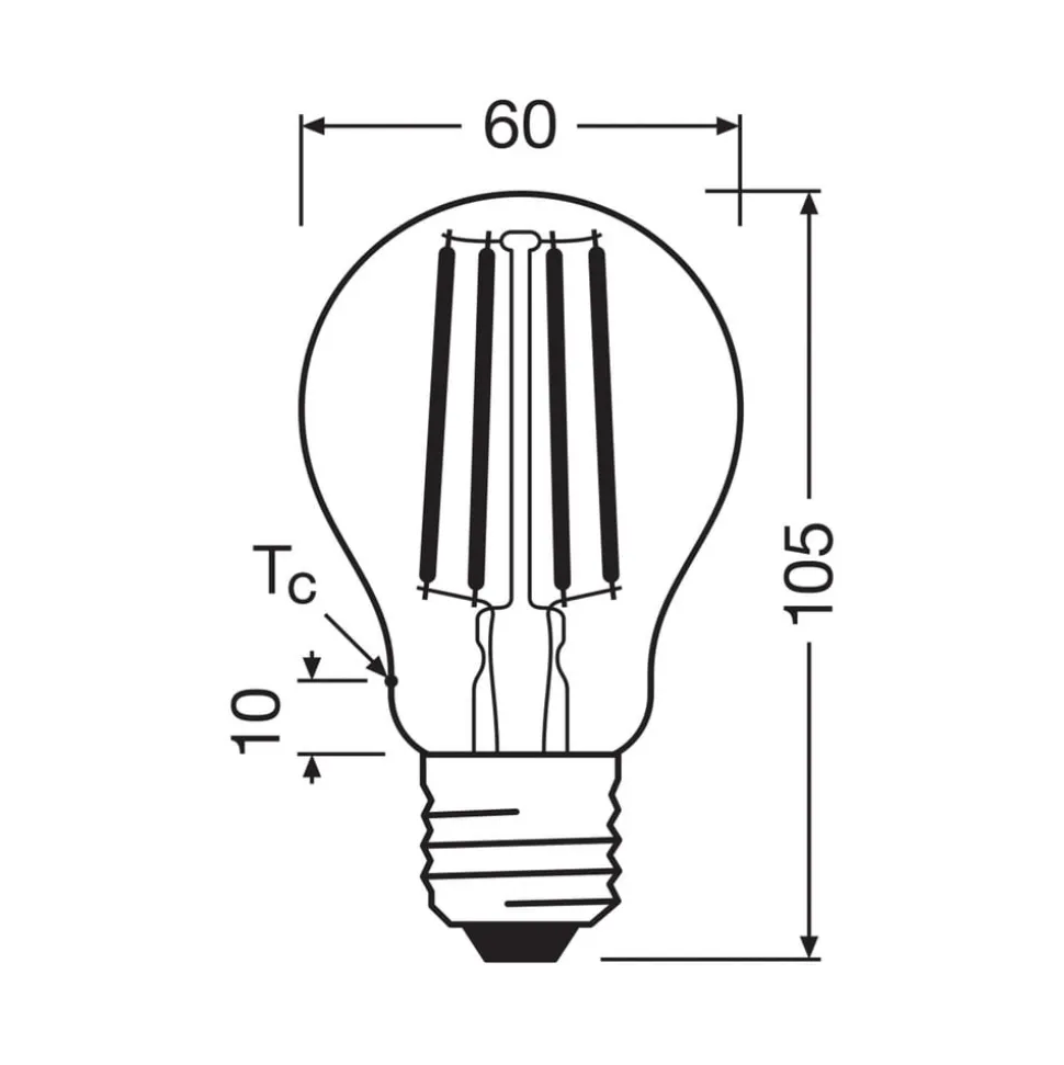 OSRAM LED glødepære Filament E27 3,8W 827 energiklasse A 3-pak
